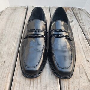 David Taylor Loafers Black Leather Apron Round Toe Slip On Shoes Size 7.5M